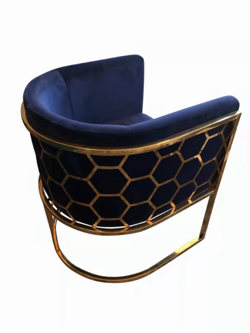 Supply Blue accent chair fabric velvet with gold stainless steel