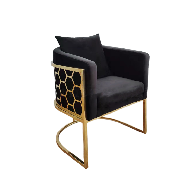 Supply Blue accent chair fabric velvet with gold stainless steel