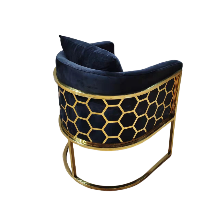Supply Blue accent chair fabric velvet with gold stainless steel