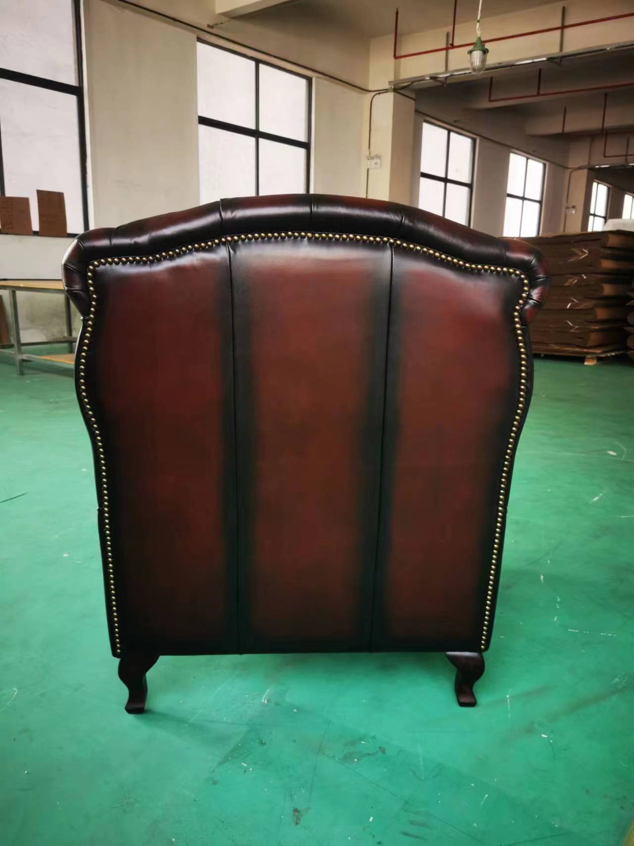 brown real leather chair