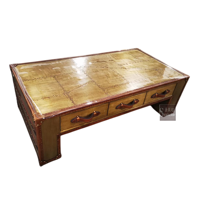 Supply Antique gold coffee table with storage Wholesale Factory Foshan Angkelei Furniture com.,ltd