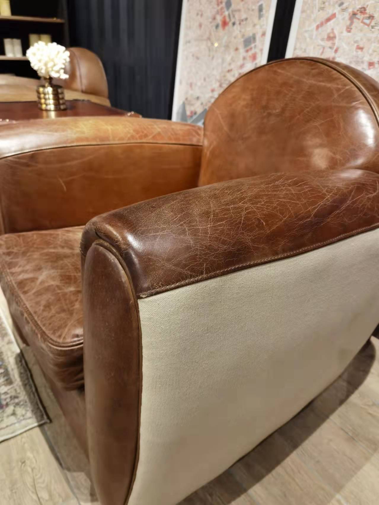 brown leather arm chair