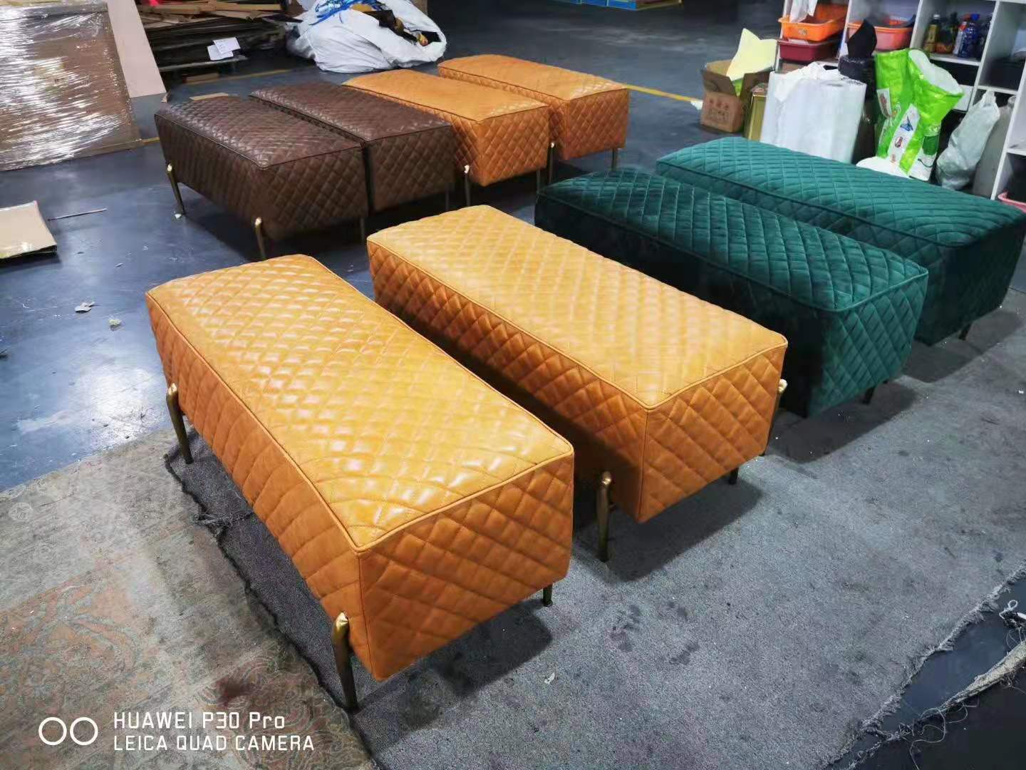 genuine leather bench