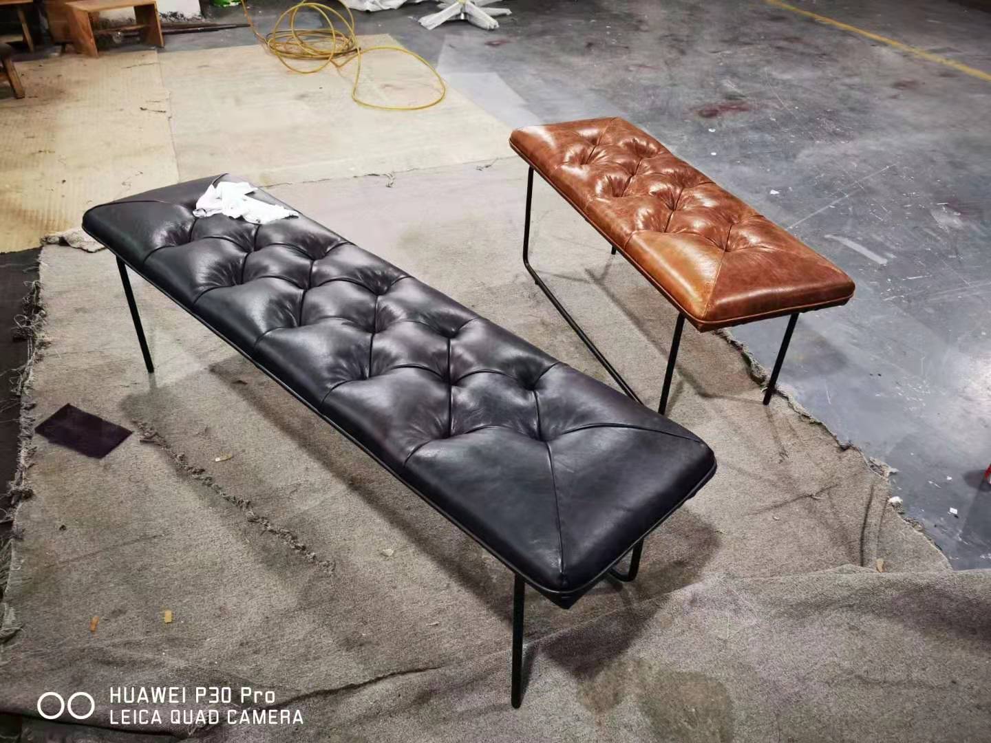 Luxury leather ottoman