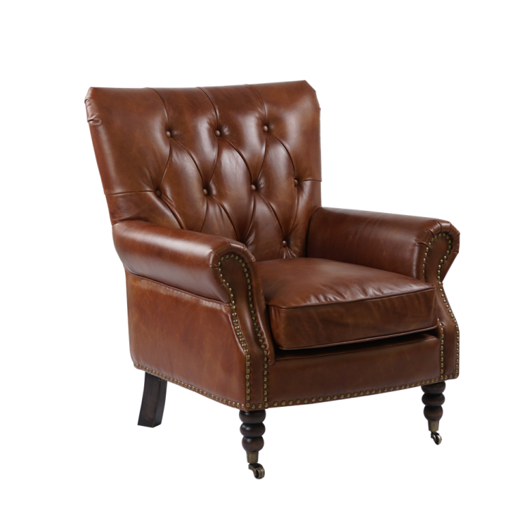 Supply Vintage brown leather chesterfield chair high back Wholesale Factory Foshan Angkelei