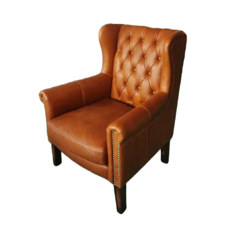 Supply Vintage brown leather chesterfield chair high back Wholesale Factory Foshan Angkelei