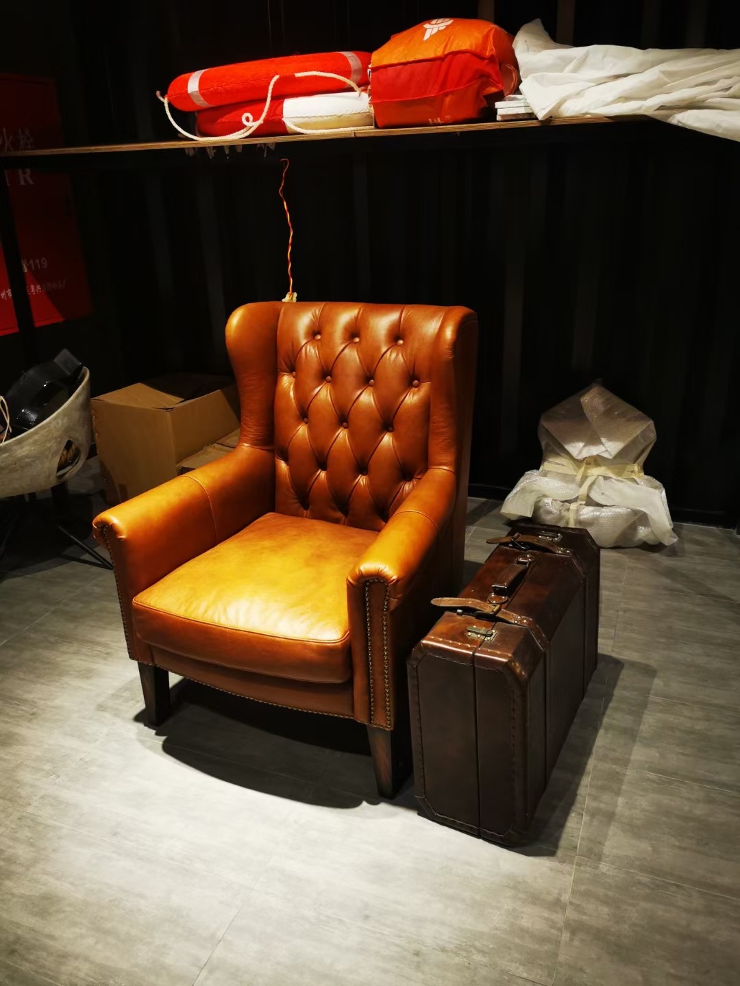 brown leather chesterfield chair