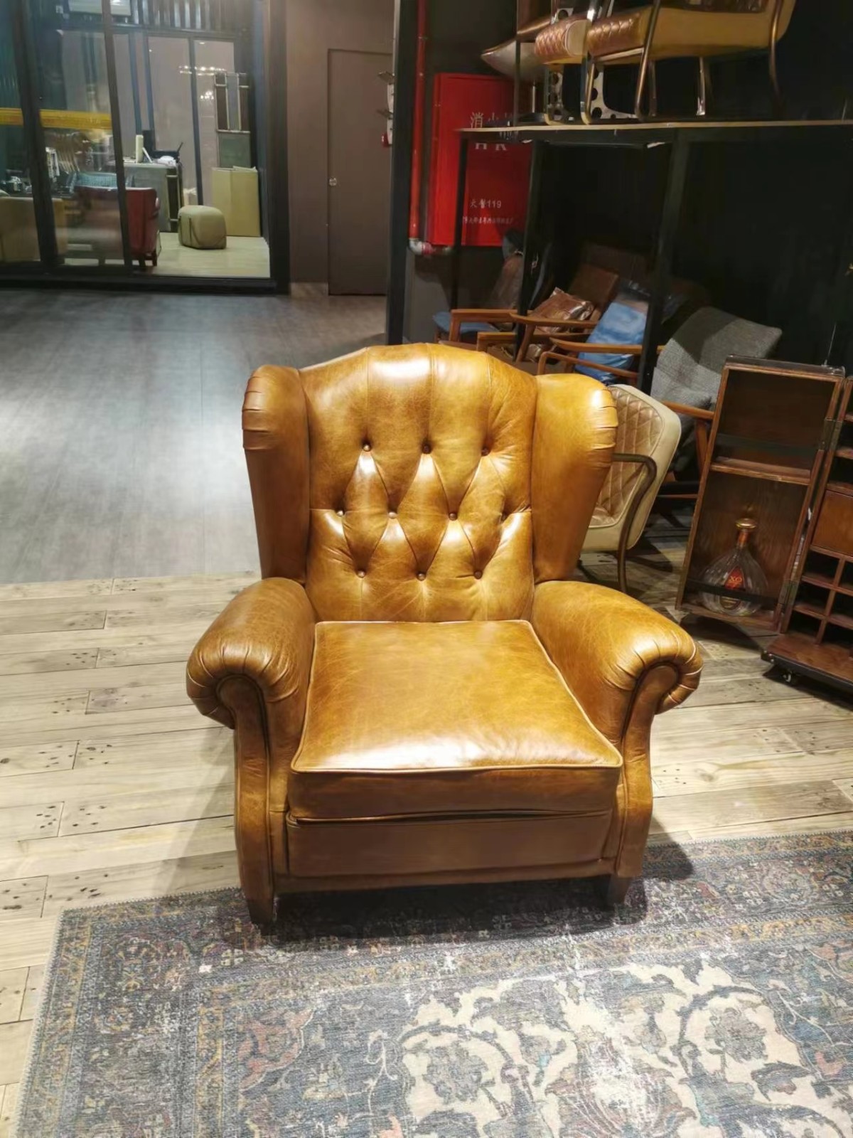 brown leather arm chair