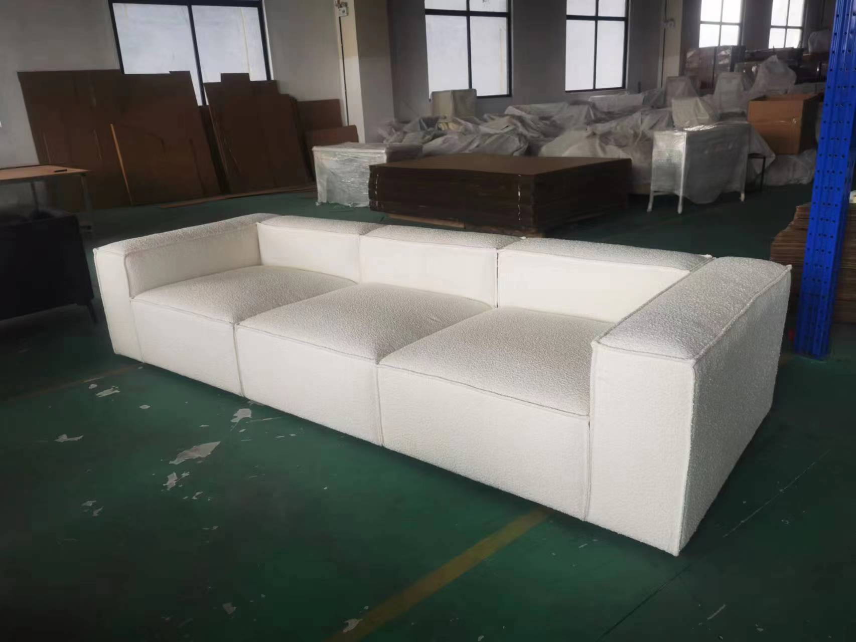 white fabric sofa