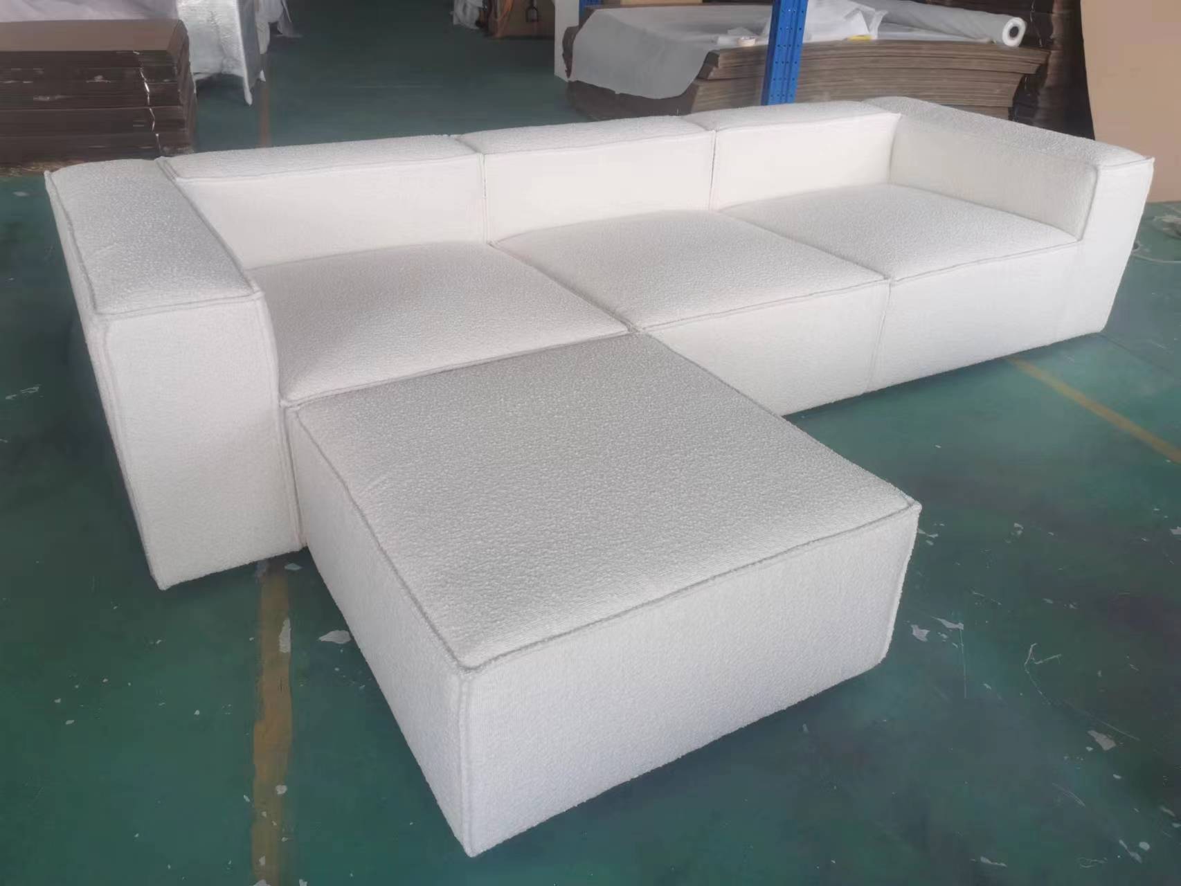 white boucle sofa