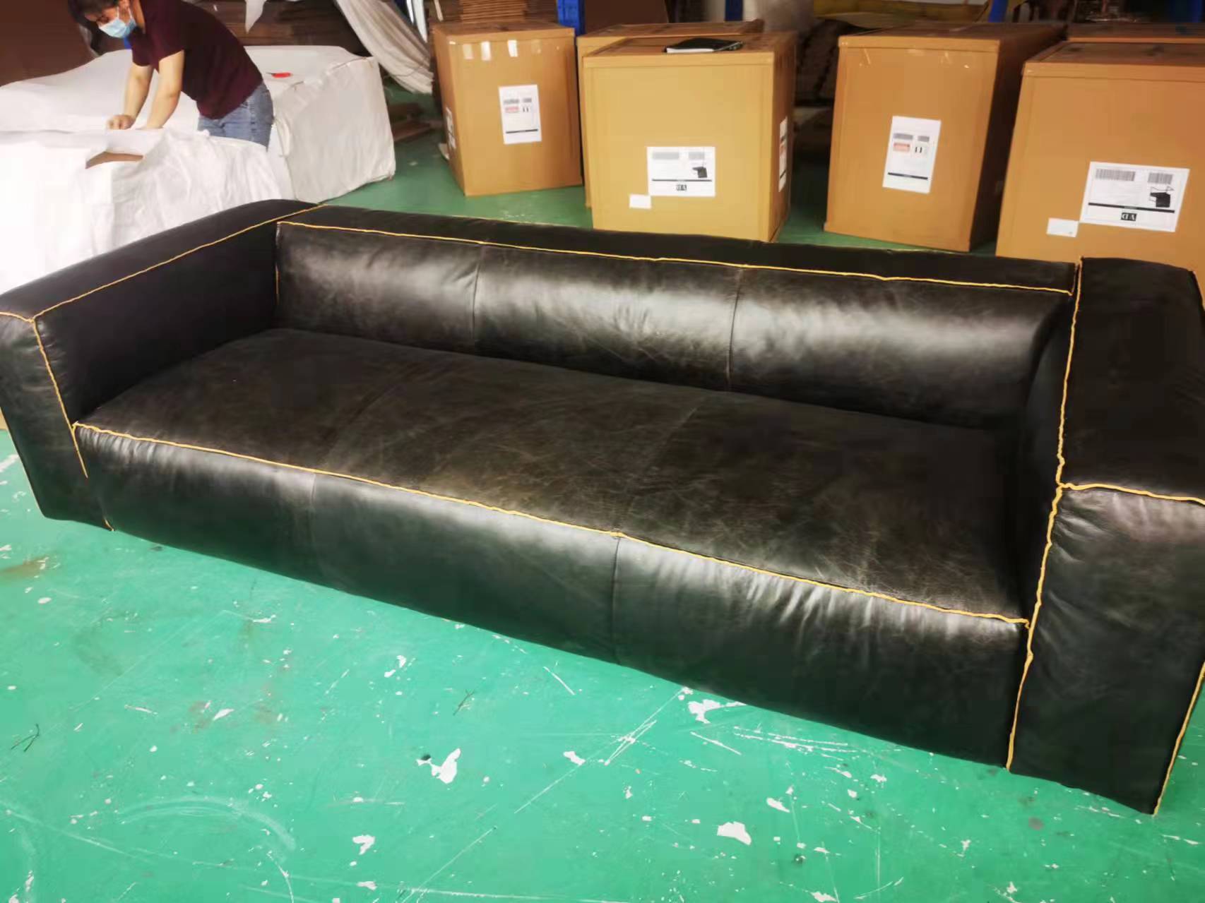 large genuine leather sectional