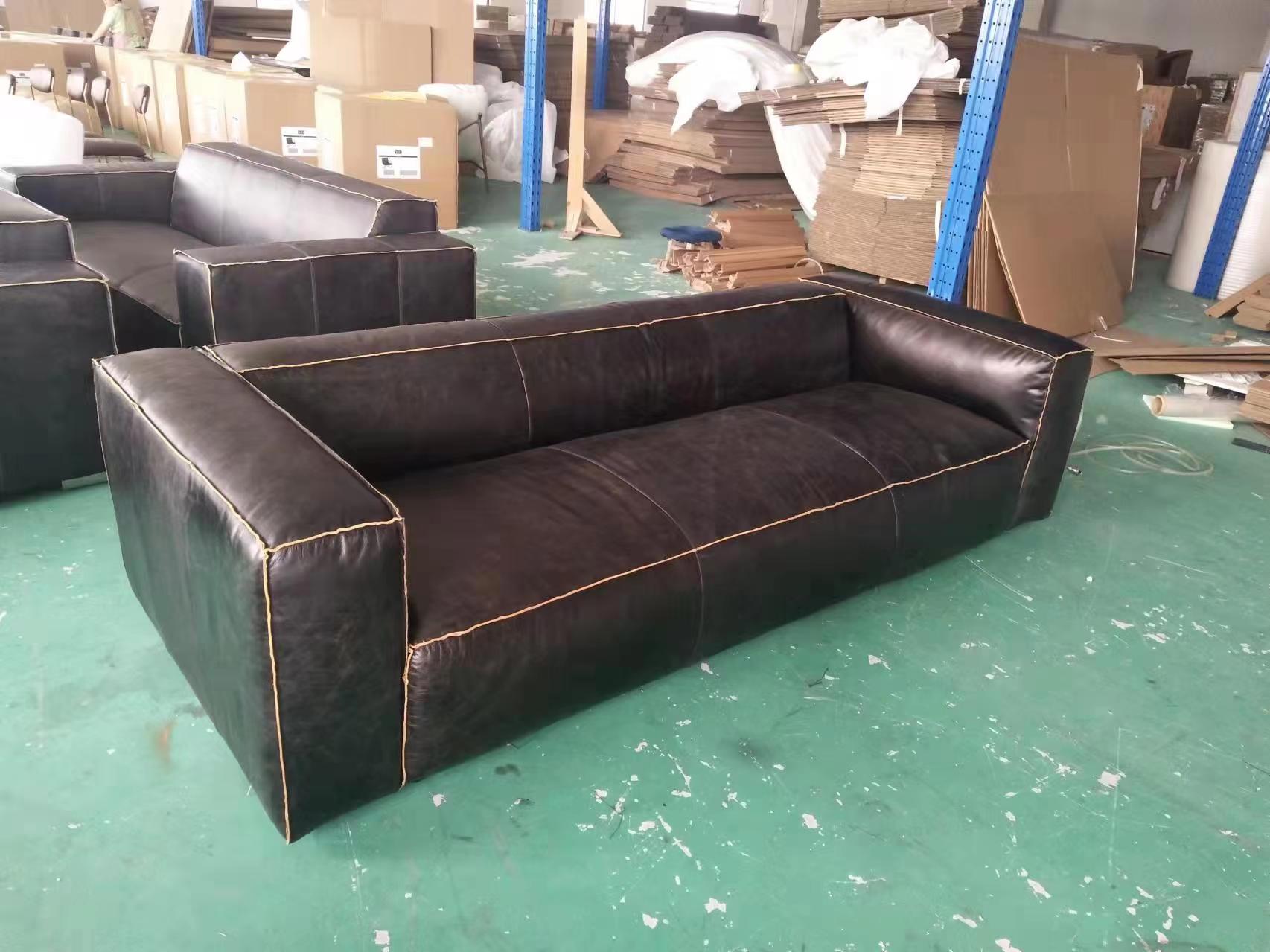 genuine leather sofa black