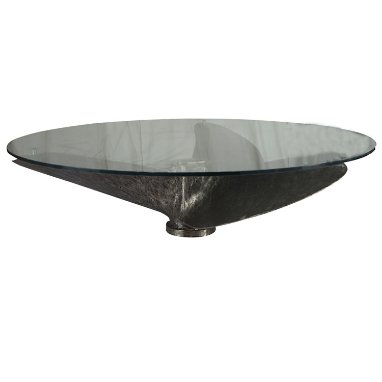 Supply Round glass top Aluminium round coffee table with propeller
