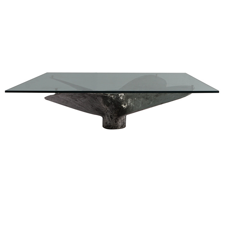 Supply Round glass top Aluminium round coffee table with propeller