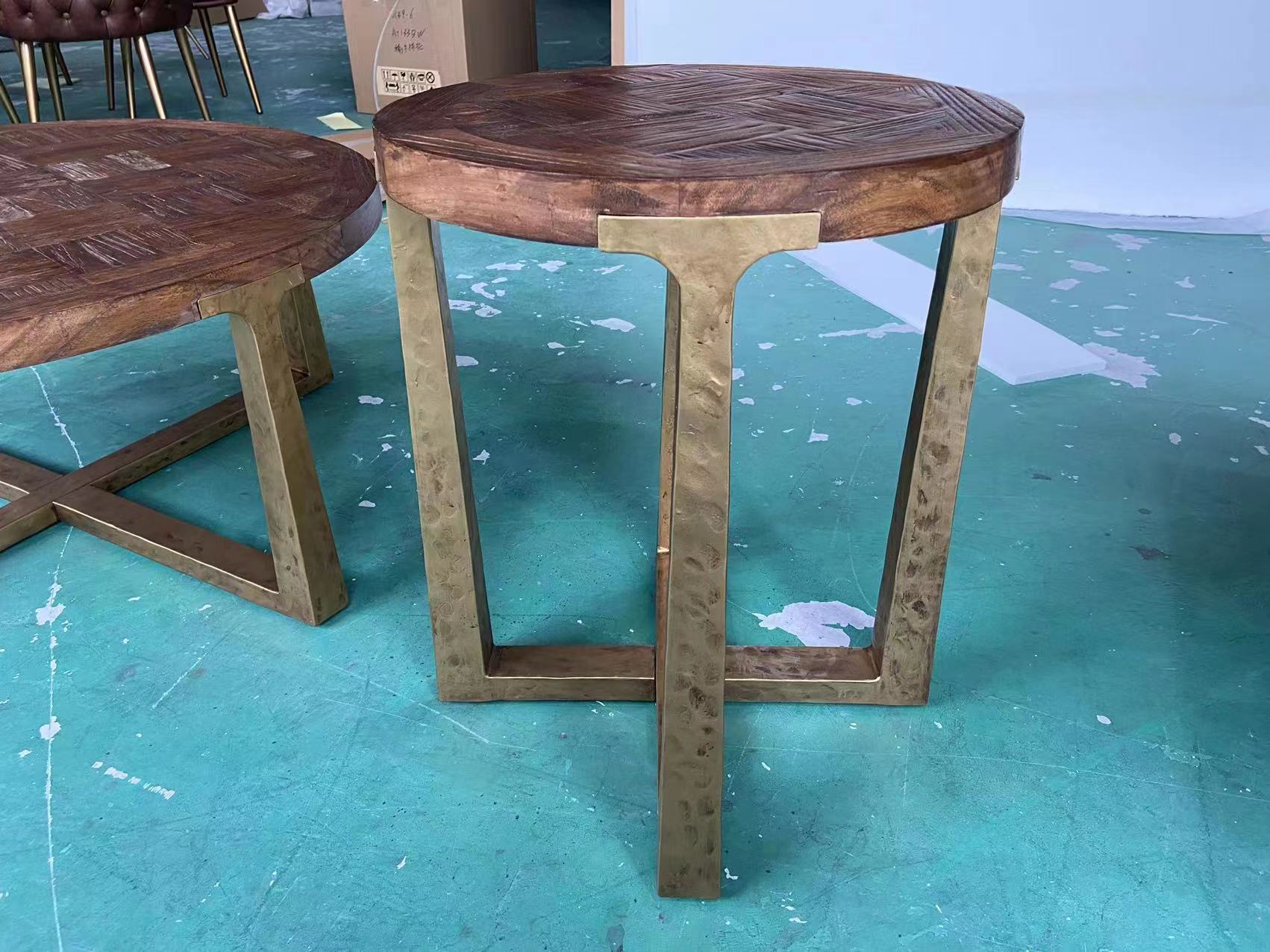 rstic round old elm coffee table