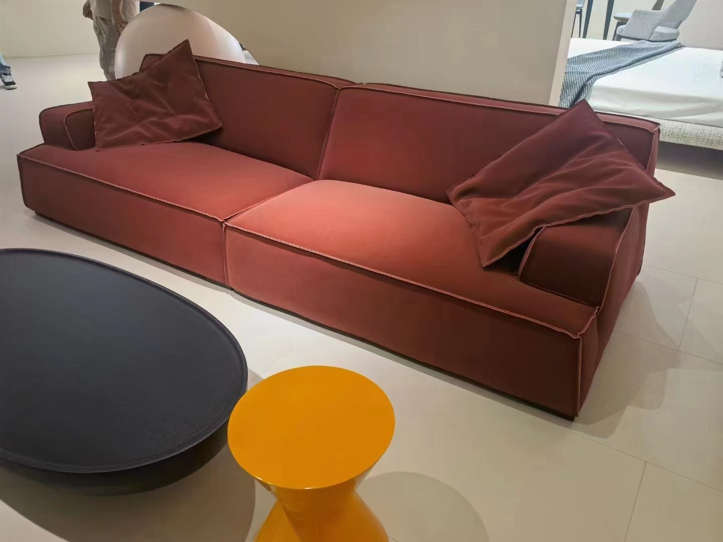 modern red sofa