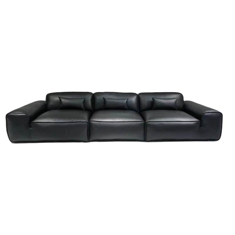 Supply modern black leather sofa sectional couch 3 seater Wholesale