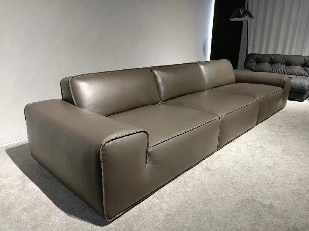 black leather sofa