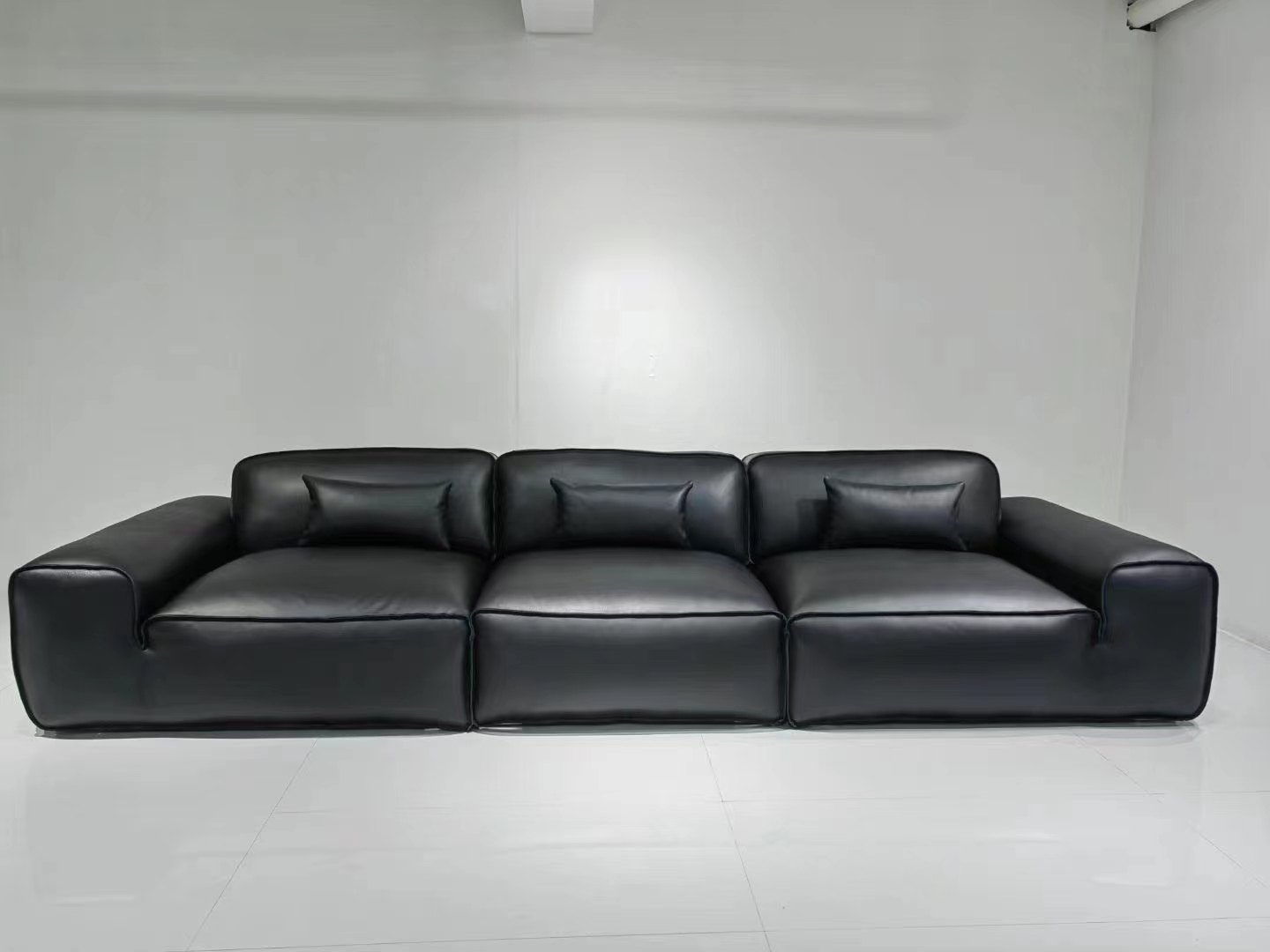 black leather sofa