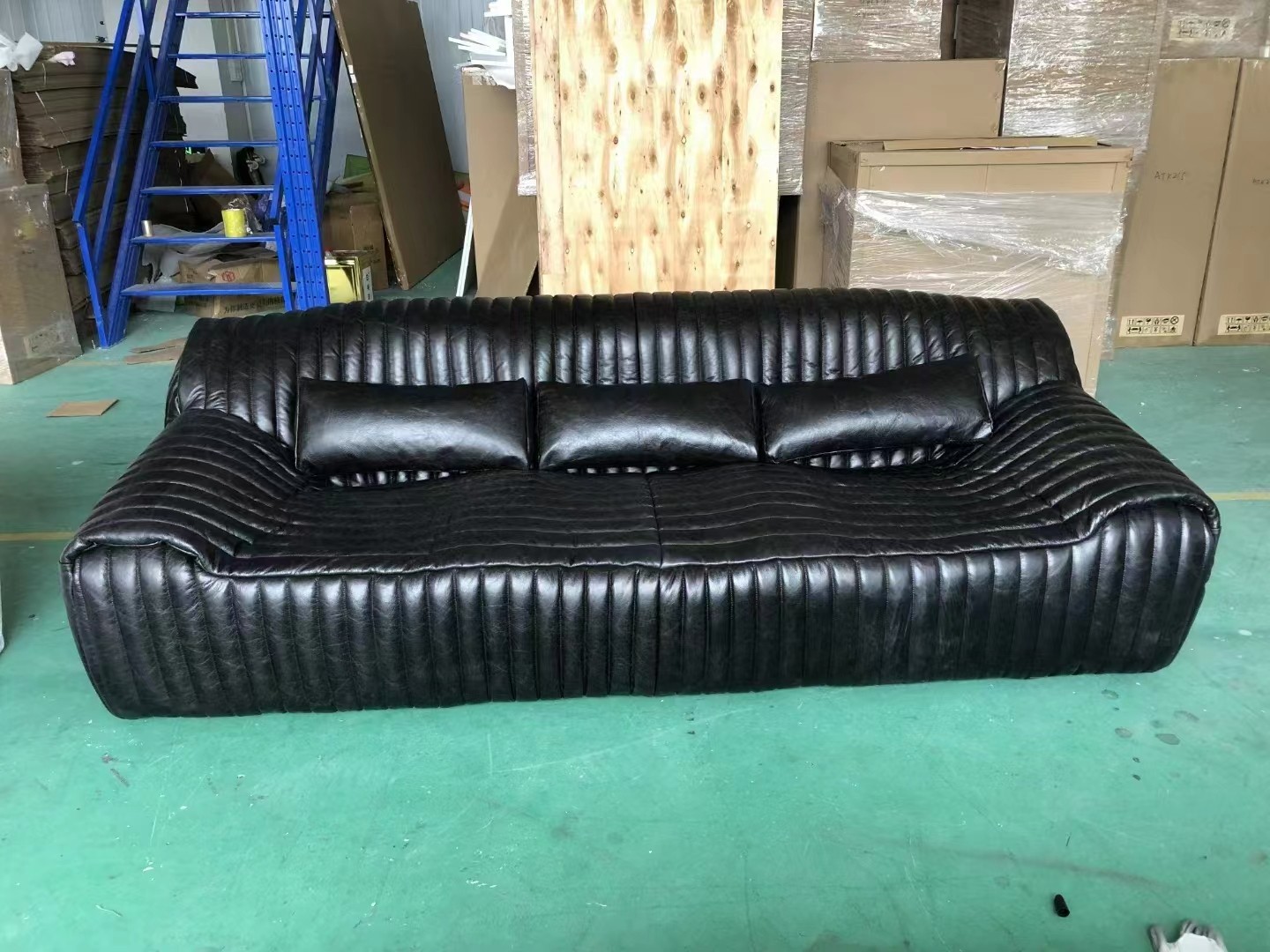 black leather sofa