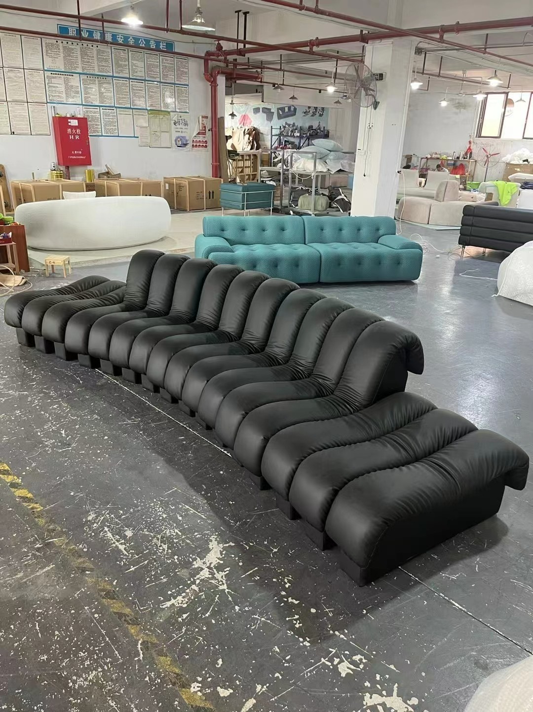 Supply piano key shape sofa black leather sectional modern sofa