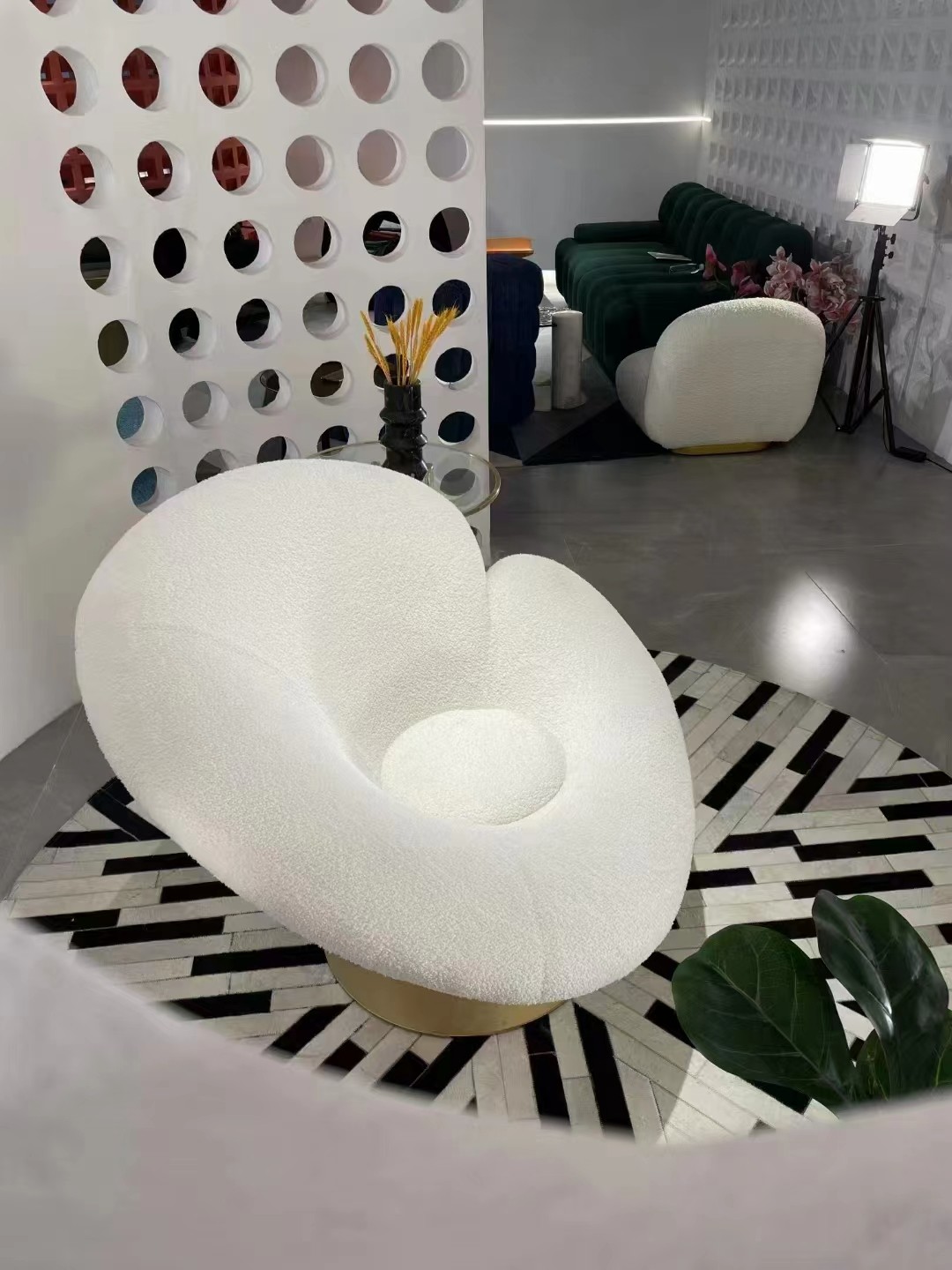 white boucle chair