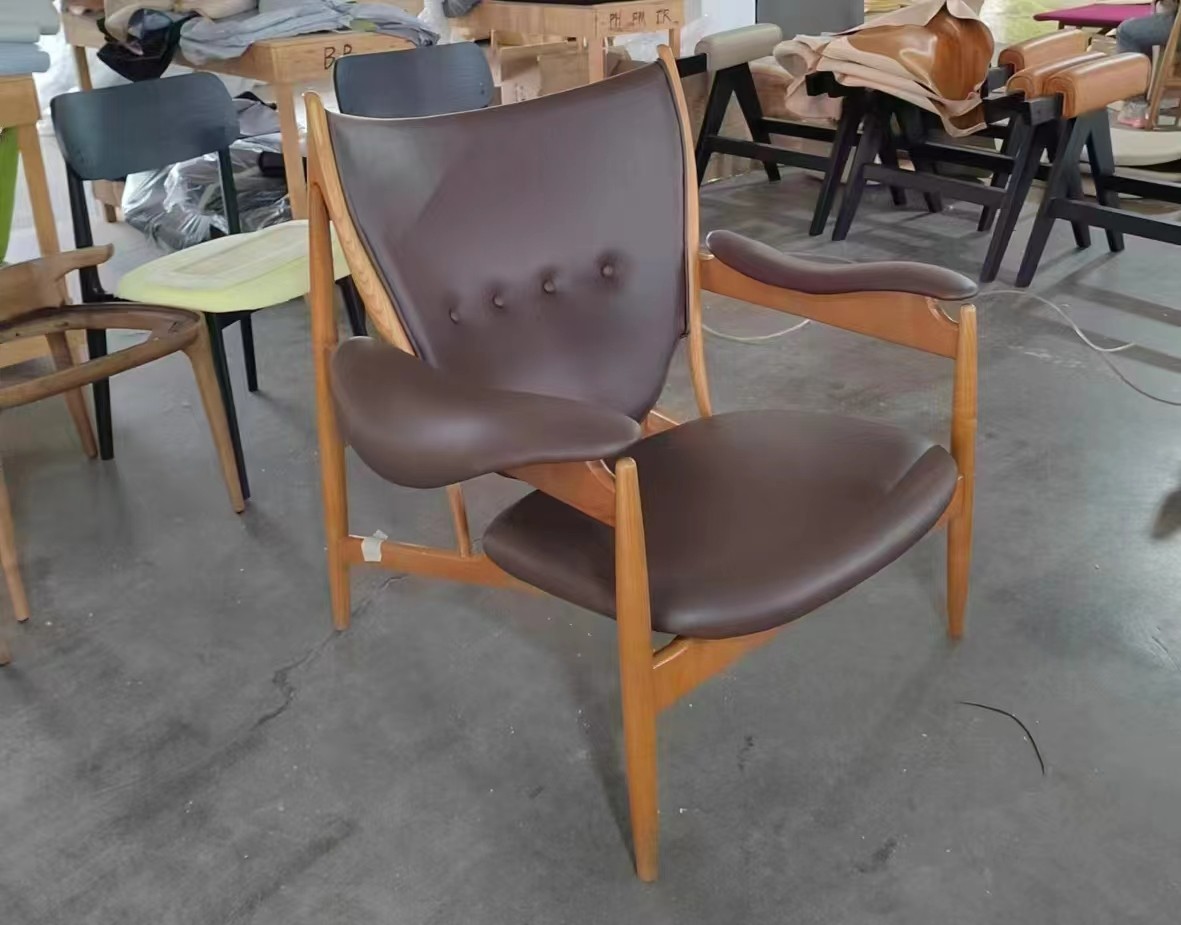 wooden leather armchair