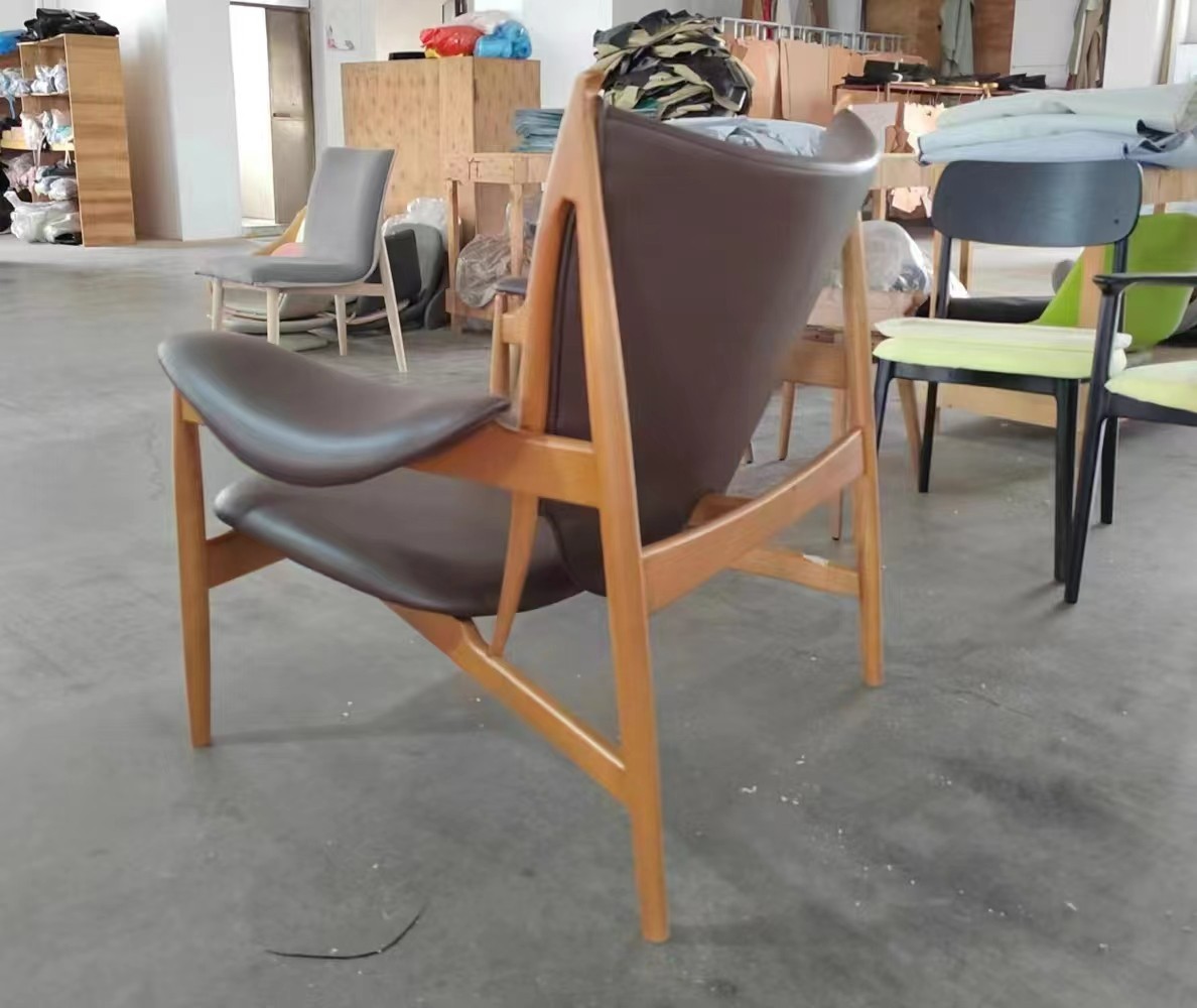 wooden leather armchair