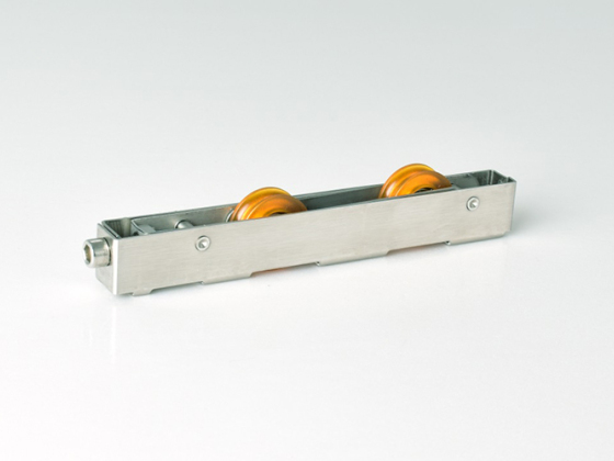 Polia de rolamento de porta deslizante de quatro rodas pesada de aço inoxidável com roda longa