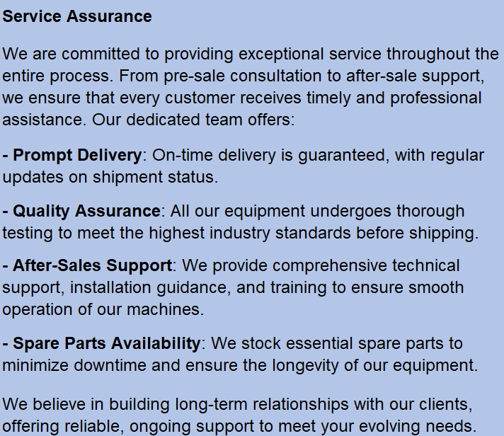 خدمات عالی و تحویل به موقع تجهیزات