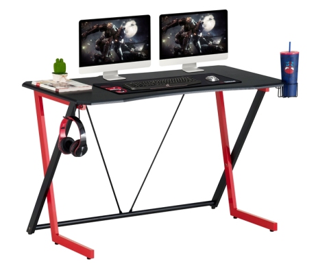 Office Metal Frame with MDF Board X-Shaped Legs Gaming Desk