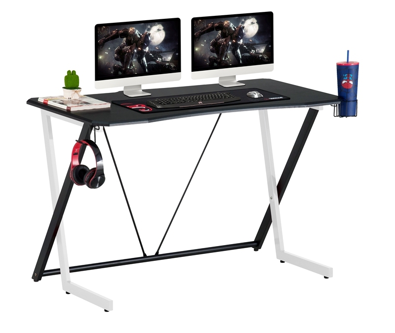 Marco de metal de oficina con tablero de MDF Escritorio para juegos con patas en forma de X