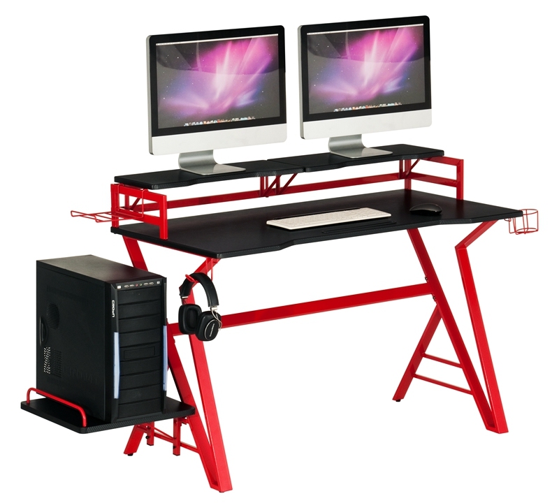 Wooden Study Design PVC Home Gaming Computer Desk With CPU Holder