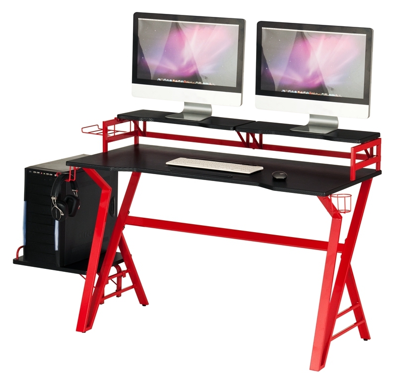 Wooden Study Design PVC Home Gaming Computer Desk With CPU Holder
