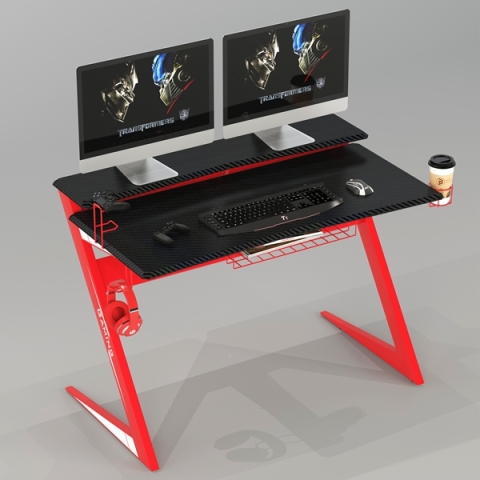 Carbon Fiber Surface Z-Shaped Legs Gaming Workstation Desk