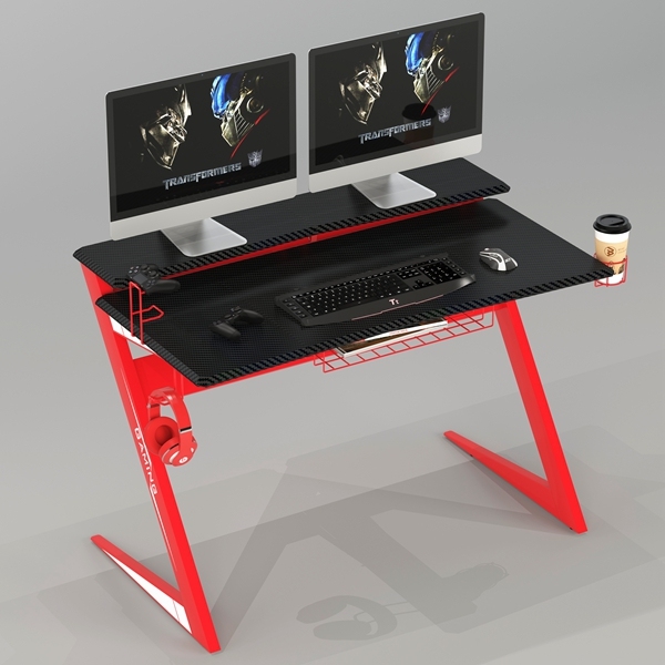 Carbon Fiber Surface Z-Shaped Legs Gaming Workstation Desk