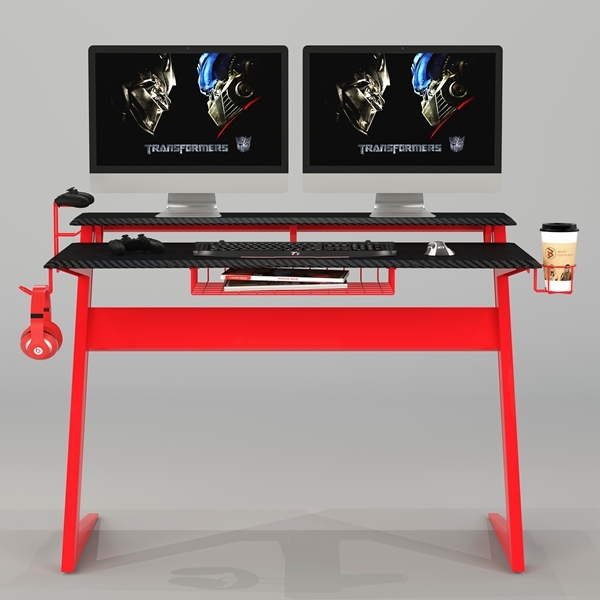 Carbon Fiber Surface Z-Shaped Legs Gaming Workstation Desk