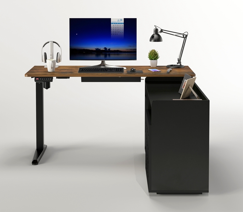 Electric Height Adjustable L Shaped Corner Computer Desk