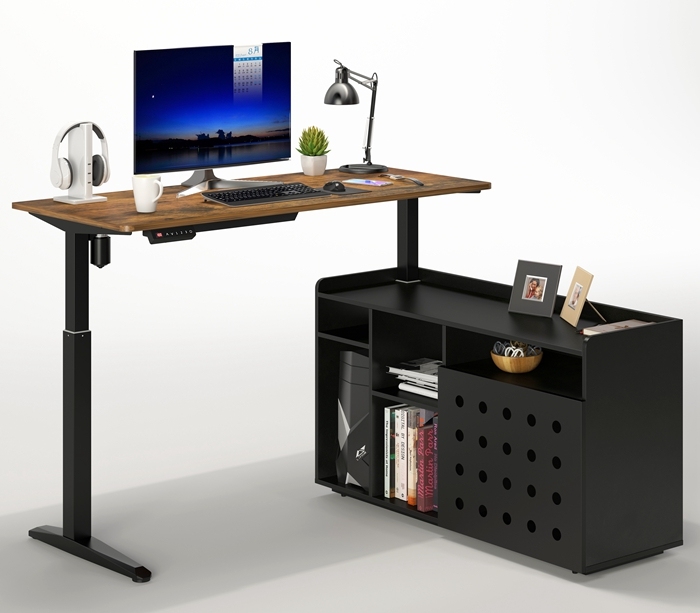 Electric Height Adjustable L Shaped Corner Computer Desk