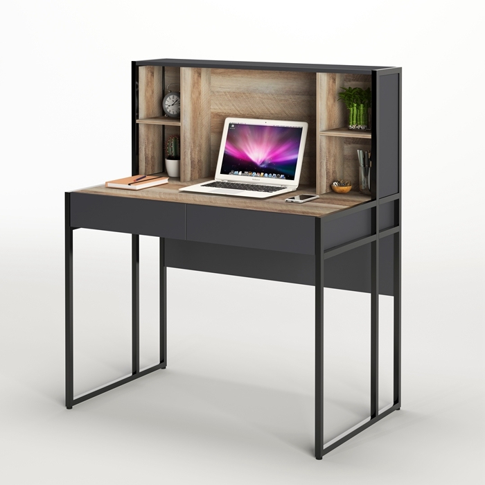 Bauernhaus-Computer, kurzer, rechteckiger Schreibtisch mit Schubladen