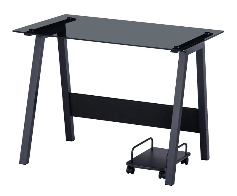 Bureau en verre d'ordinateur de bureau d'acier inoxydable de cadre en métal