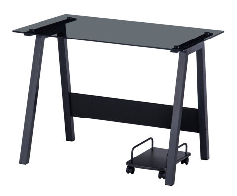 Metalen frame roestvrij staal kantoor computer glazen bureau