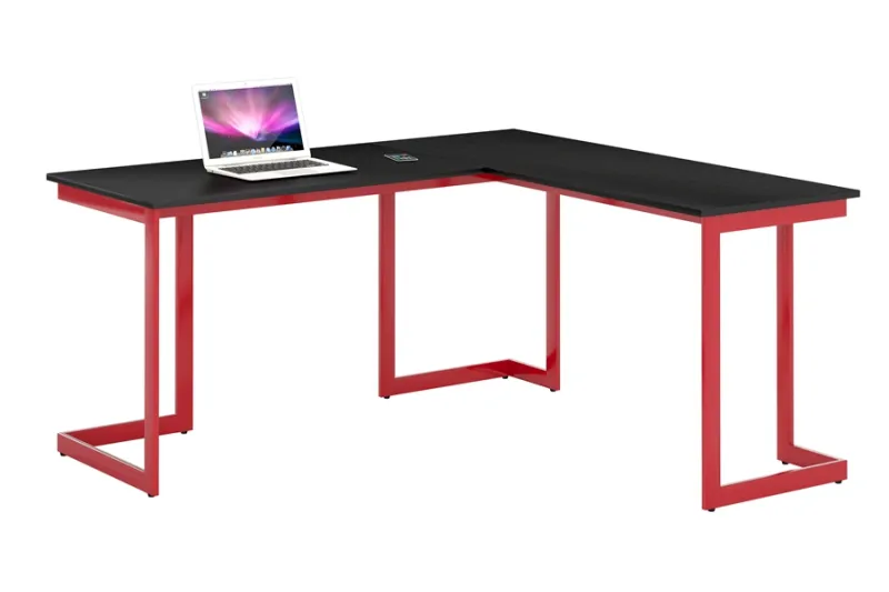 MDF Panel L-Shaped Double PC Home Office Workstation