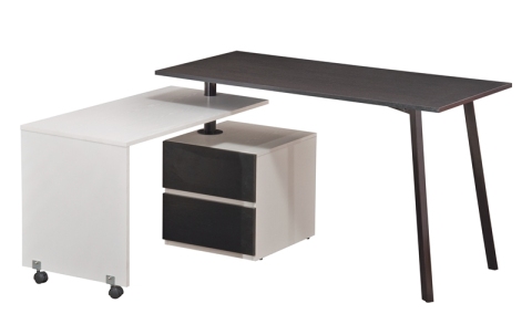 360 Degree Swivel Study L-Shaped Rotating Desk With File Cabinet