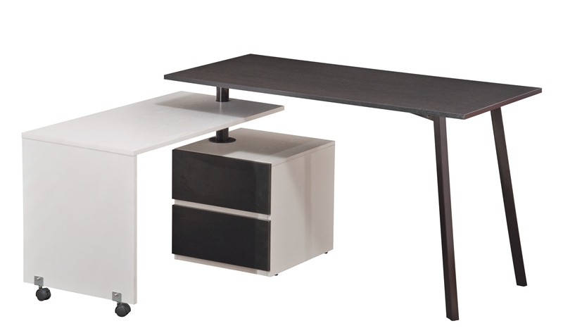 360 Degree Swivel Study L-Shaped Rotating Desk With File Cabinet