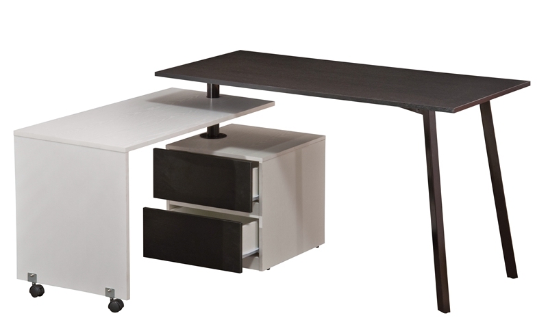 360 Degree Swivel Study L-Shaped Rotating Desk With File Cabinet