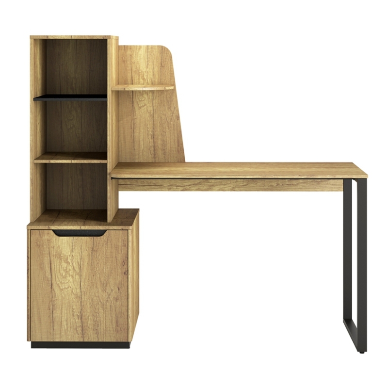 Tavolo da studio in legno ingegnerizzato tutto in uno con finitura rovere rustico