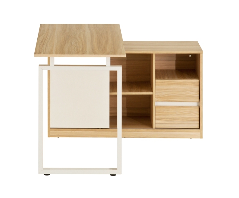 Contemporary Two-tone Hues Office Table With Ample Storage Space