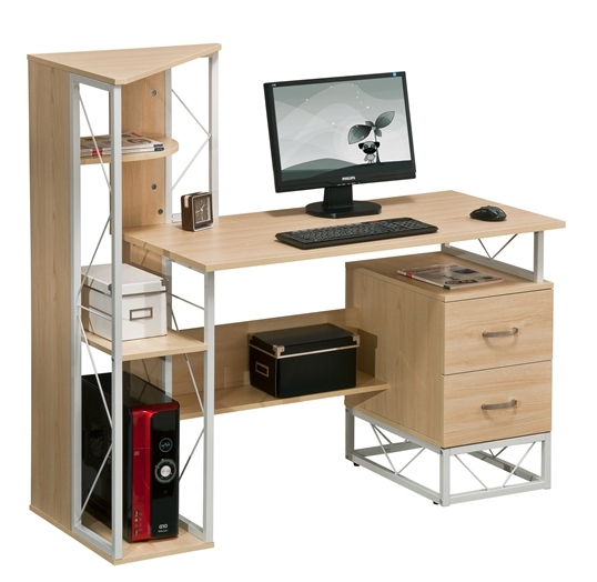 Simply Style Enough Working Area Desk With Open Shelves In Side