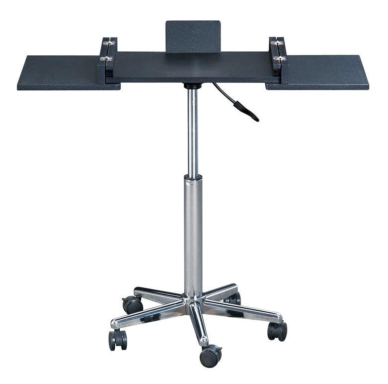 Foldable and height adjustable laptop desk with chrome frame and base